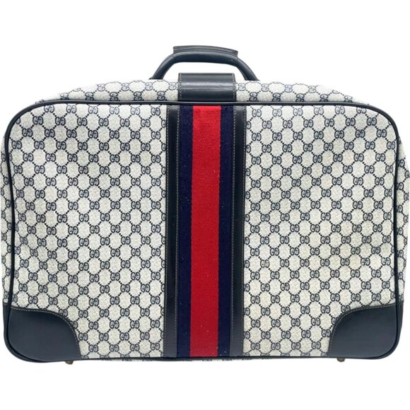 304299BG (EH) Gucci Carry Case Sherry Line Navy Blue PVC - Picture 2 of 13